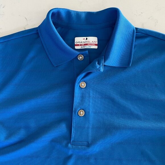 Grand Slam Air Flow Athletic SS 3 Button Poly Polo Golf Shirt Blue Sz S NWOT - Picture 3 of 10